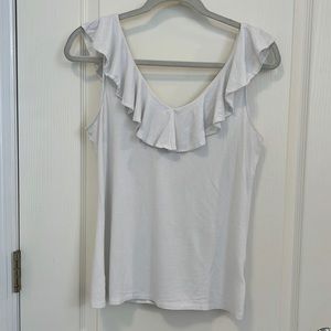 Lilly Pulitzer White Alessa Ruffled Tank Top, Small